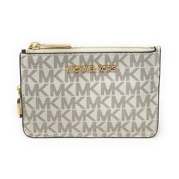 Michael Kors Accessories - Michael Kors Jet Set Travel Small Leather Top Zip Coin Pouch With ID